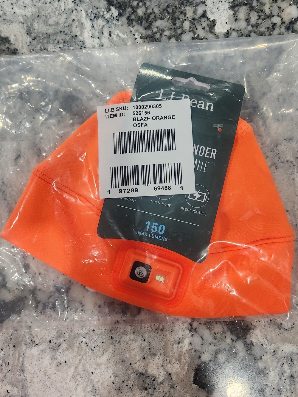 L.L. Bean Kids Pathfinder Blaze Orange LED Beanie